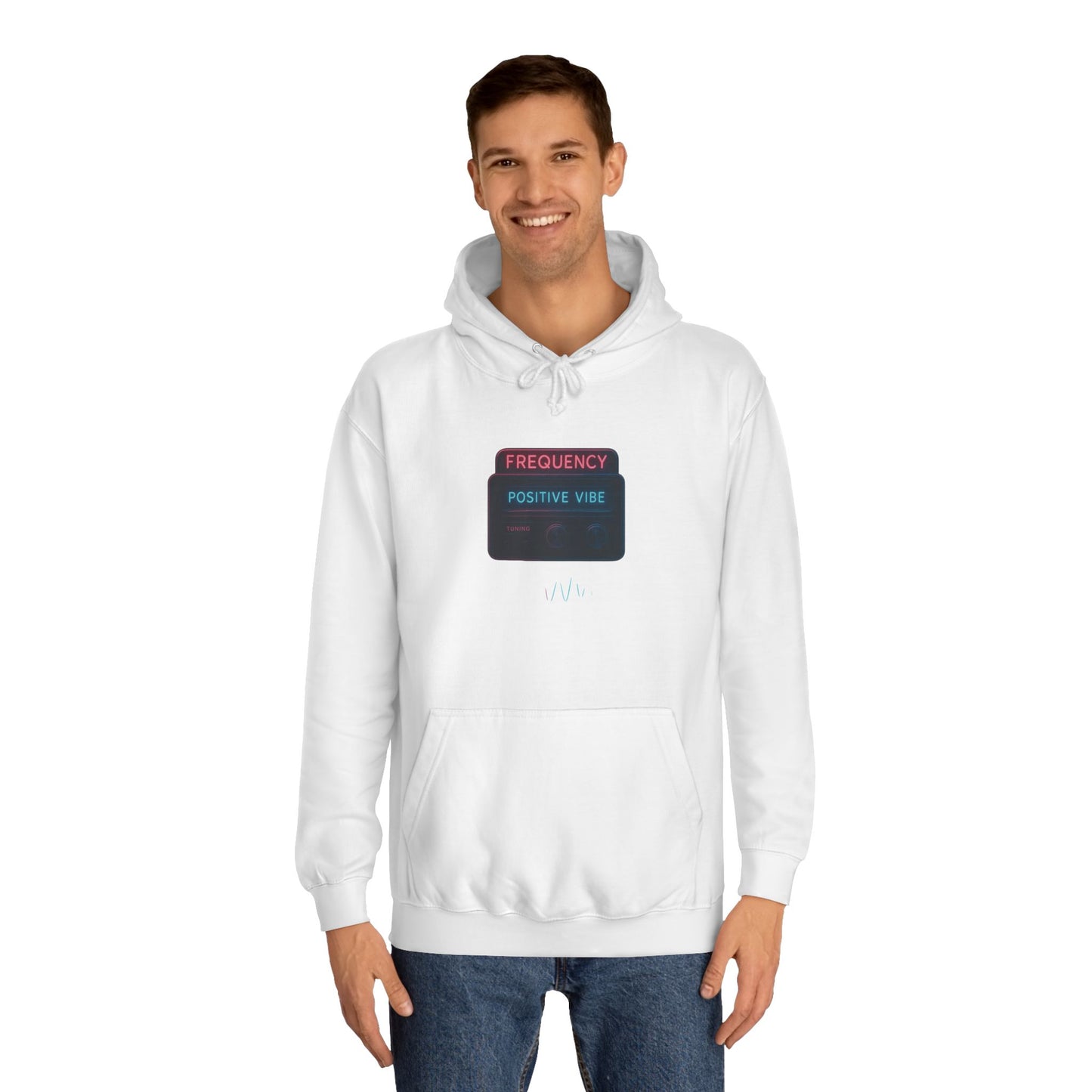 Unisex College Hoodie with Positive Vibe Design - Casual Wear, Gift for Students, Cozy Outfit, College Apparel, Trendy Hoodie