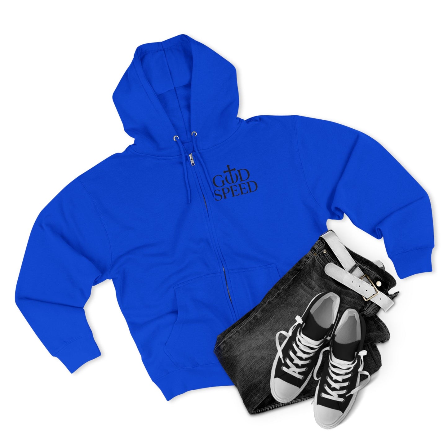 Unisex Zip Hoodie - God Speed & In God We Trust Inspirational Comfort