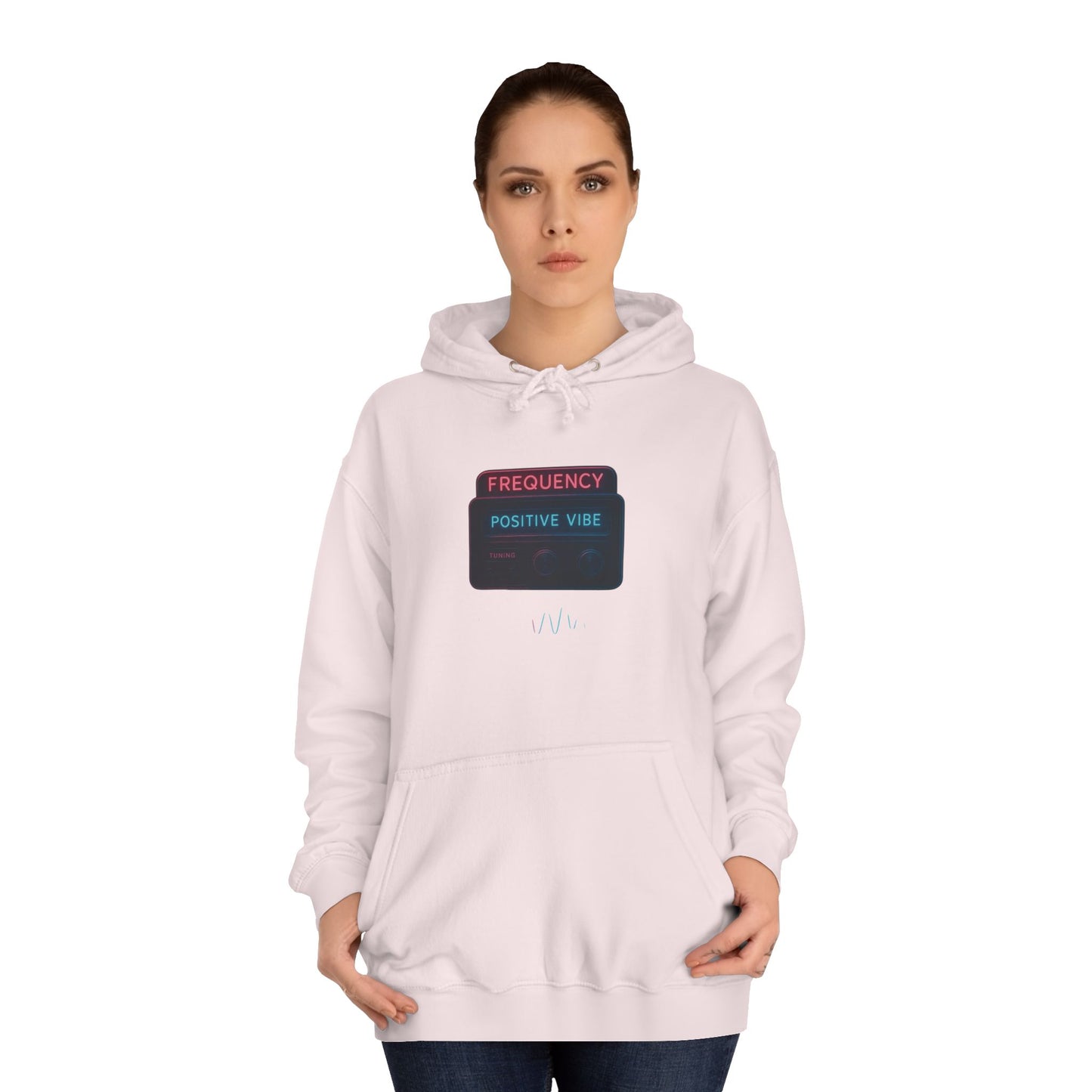 Unisex College Hoodie with Positive Vibe Design - Casual Wear, Gift for Students, Cozy Outfit, College Apparel, Trendy Hoodie