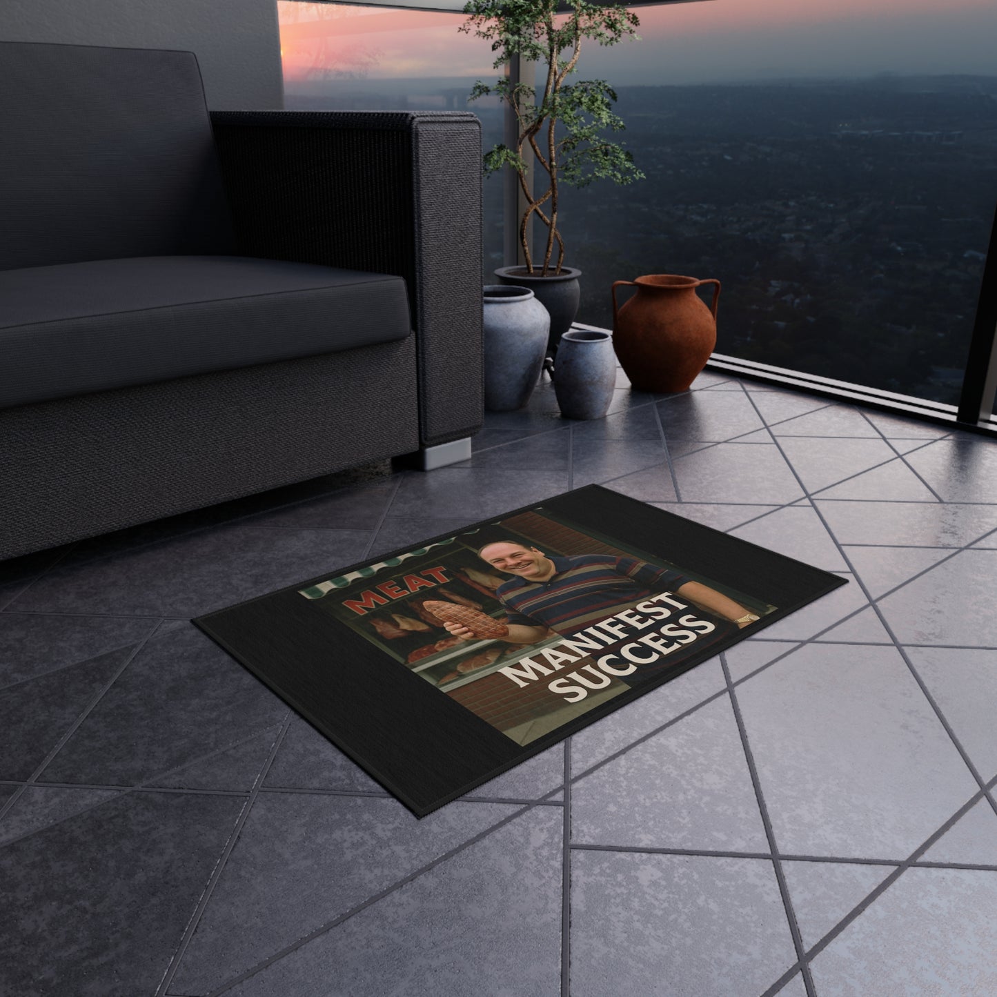Humorous Outdoor Rug, Funny Area Rug for Patio, Garden Decor, BBQ Mat, Party Decor, Housewarming Gift