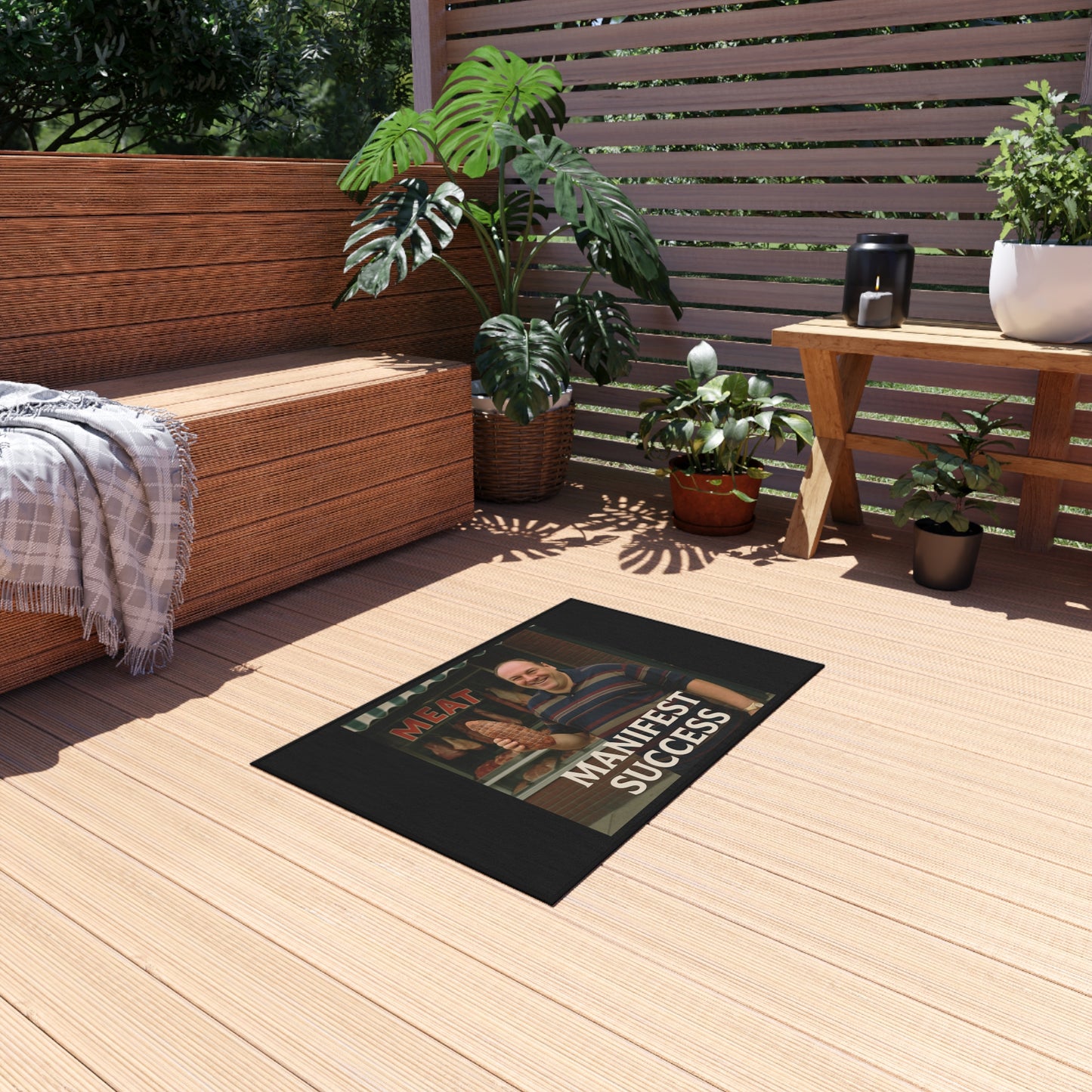 Humorous Outdoor Rug, Funny Area Rug for Patio, Garden Decor, BBQ Mat, Party Decor, Housewarming Gift
