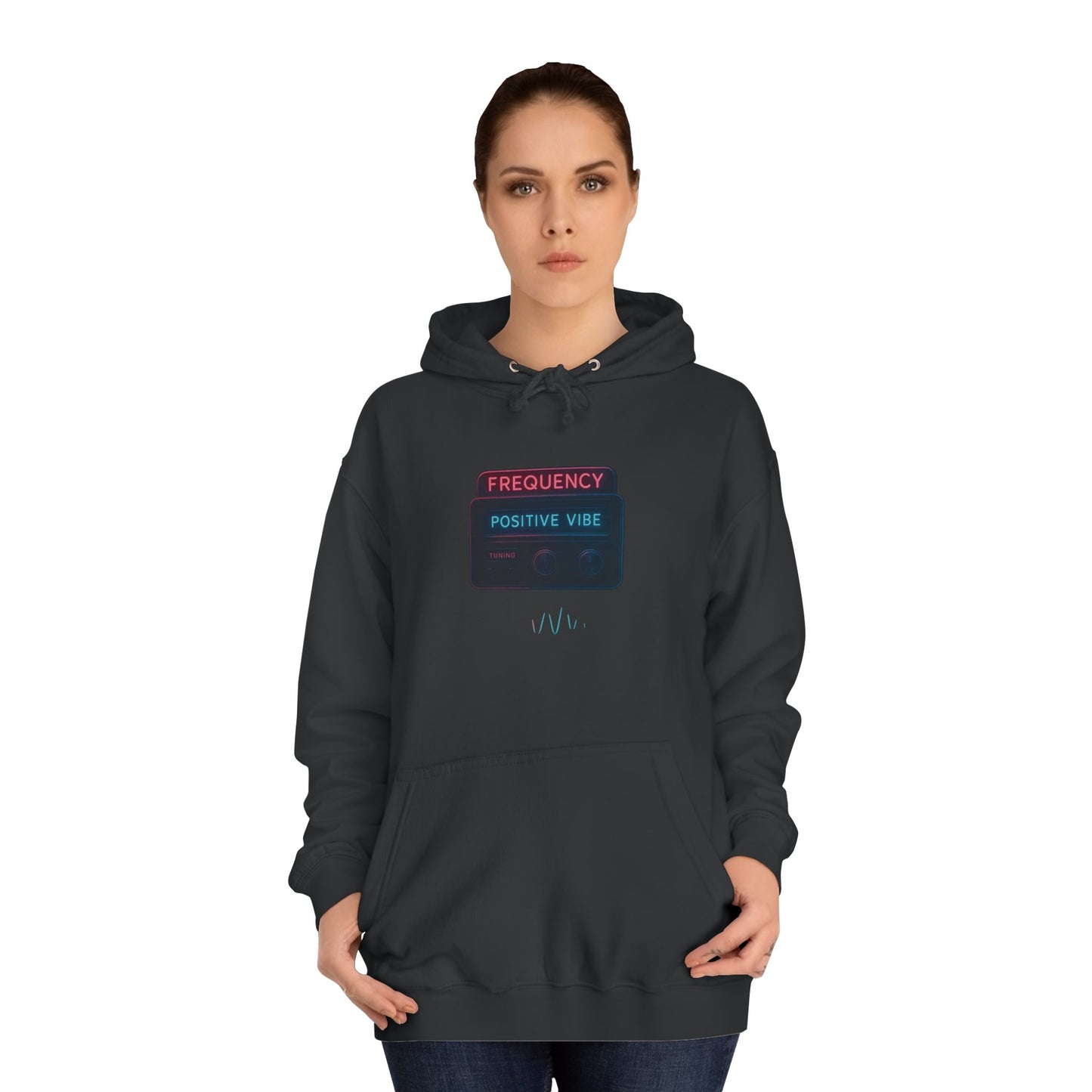 Unisex College Hoodie with Positive Vibe Design - Casual Wear, Gift for Students, Cozy Outfit, College Apparel, Trendy Hoodie