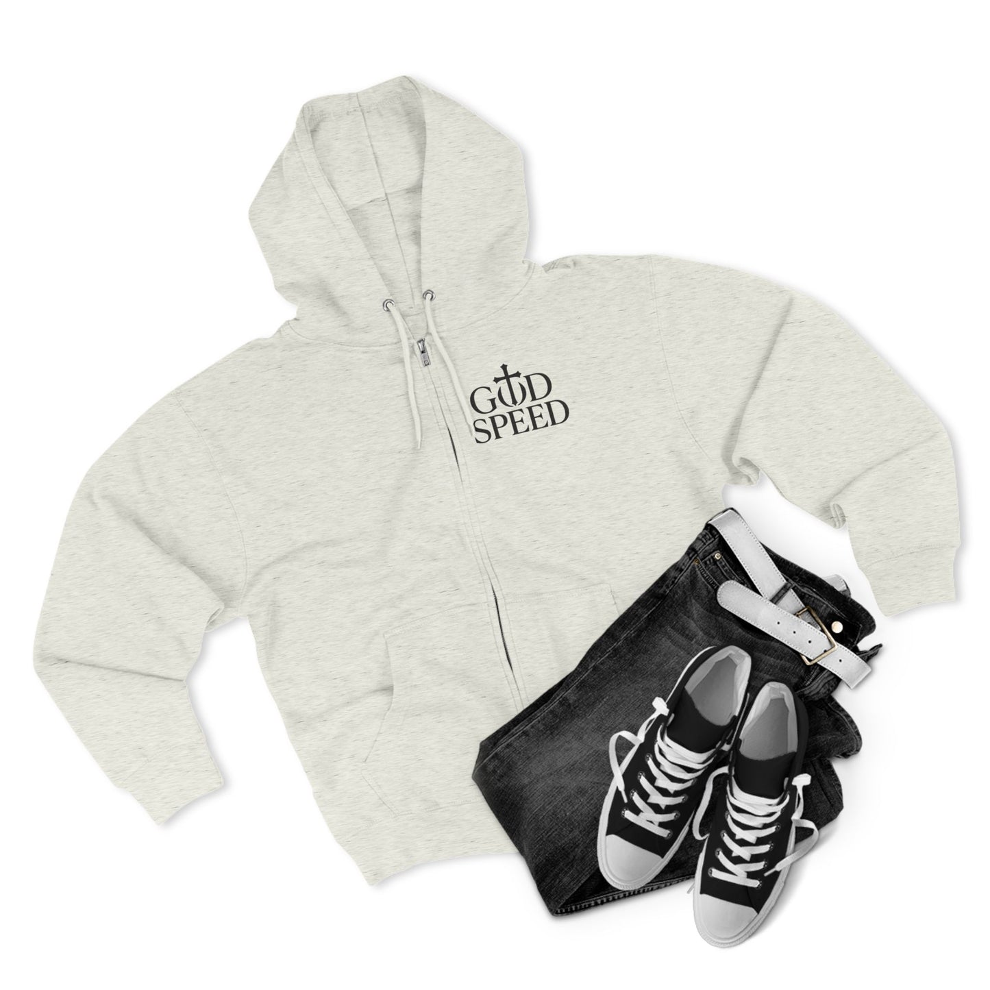 Unisex Zip Hoodie - God Speed & In God We Trust Inspirational Comfort