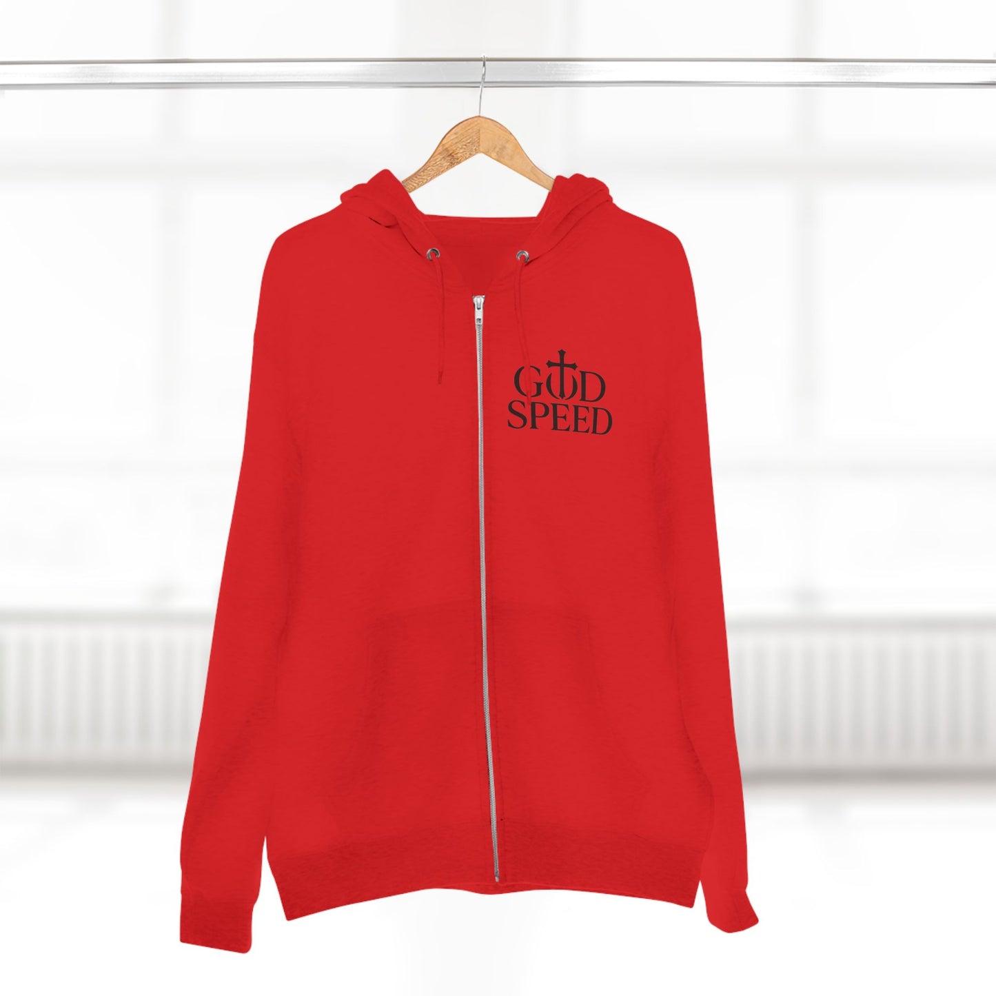 Unisex Zip Hoodie - God Speed & In God We Trust Inspirational Comfort