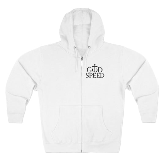 Unisex Zip Hoodie - God Speed & In God We Trust Inspirational Comfort