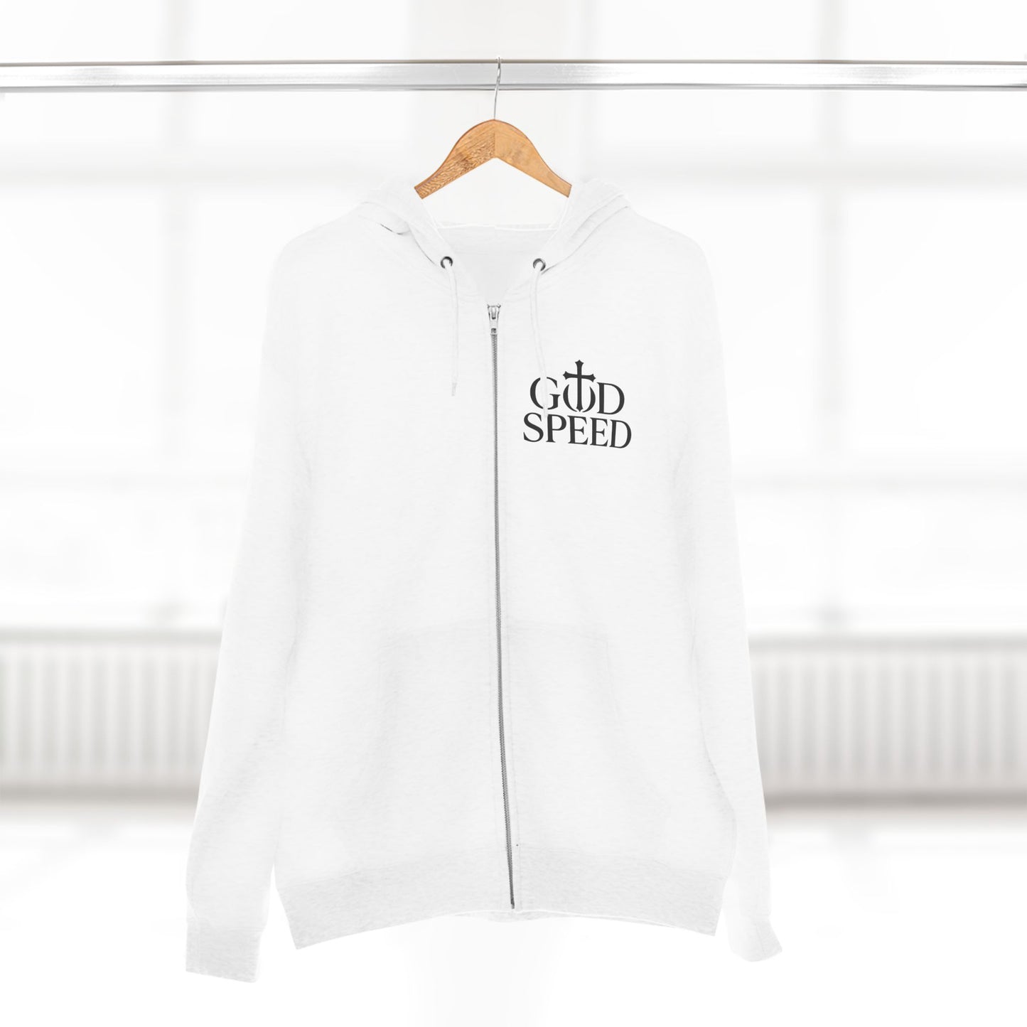 Unisex Zip Hoodie - God Speed & In God We Trust Inspirational Comfort