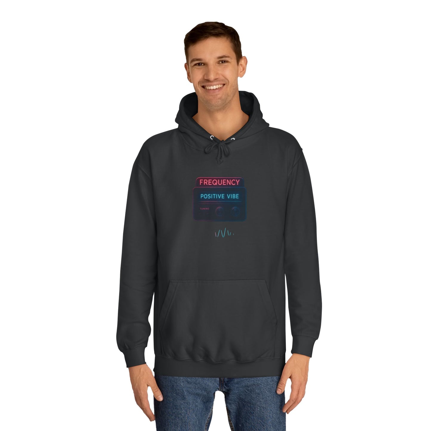Unisex College Hoodie with Positive Vibe Design - Casual Wear, Gift for Students, Cozy Outfit, College Apparel, Trendy Hoodie