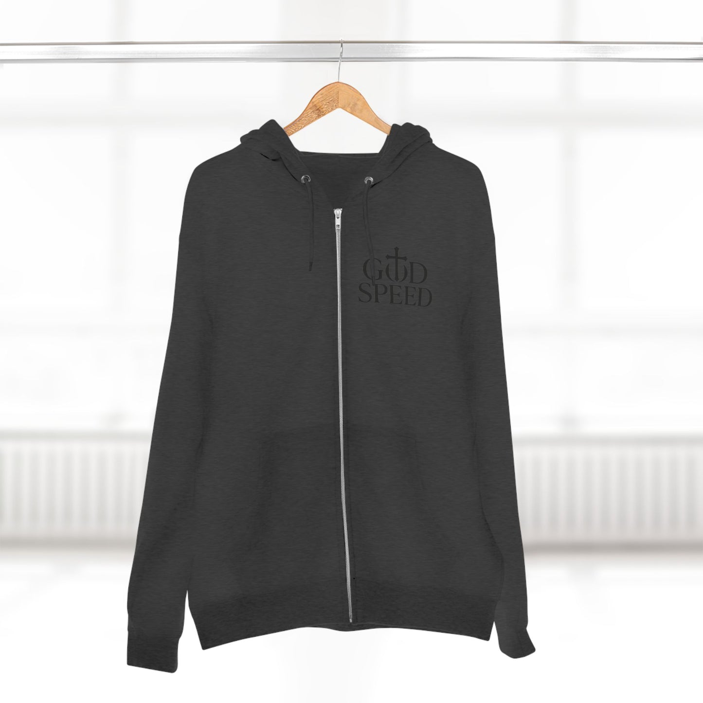 Unisex Zip Hoodie - God Speed & In God We Trust Inspirational Comfort